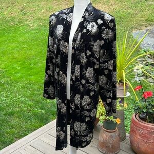 Dress Barn long cocktail, holiday jacket size, XL black, velvet, gold glitter